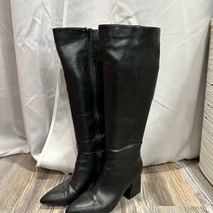 Elegant Black Knee-High wide calf Women's Boots